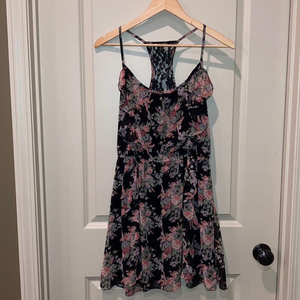 ✨ Mustard Seed • Floral Dress w/Ruffle&Lace Detail